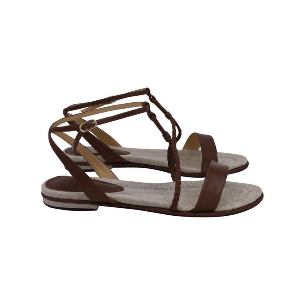 Alexandre Birman Braided Flat Sandals in Brown Calfskin Leather